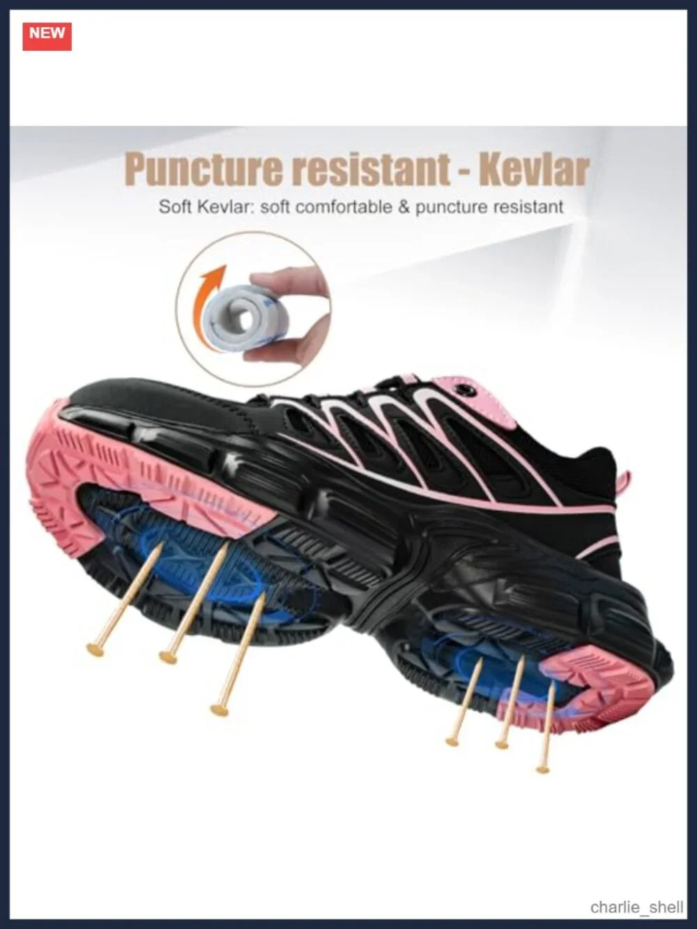 Steel Toe Work Shoes Non Slip Lightweight Kevlar Midsole Safety Sneakers